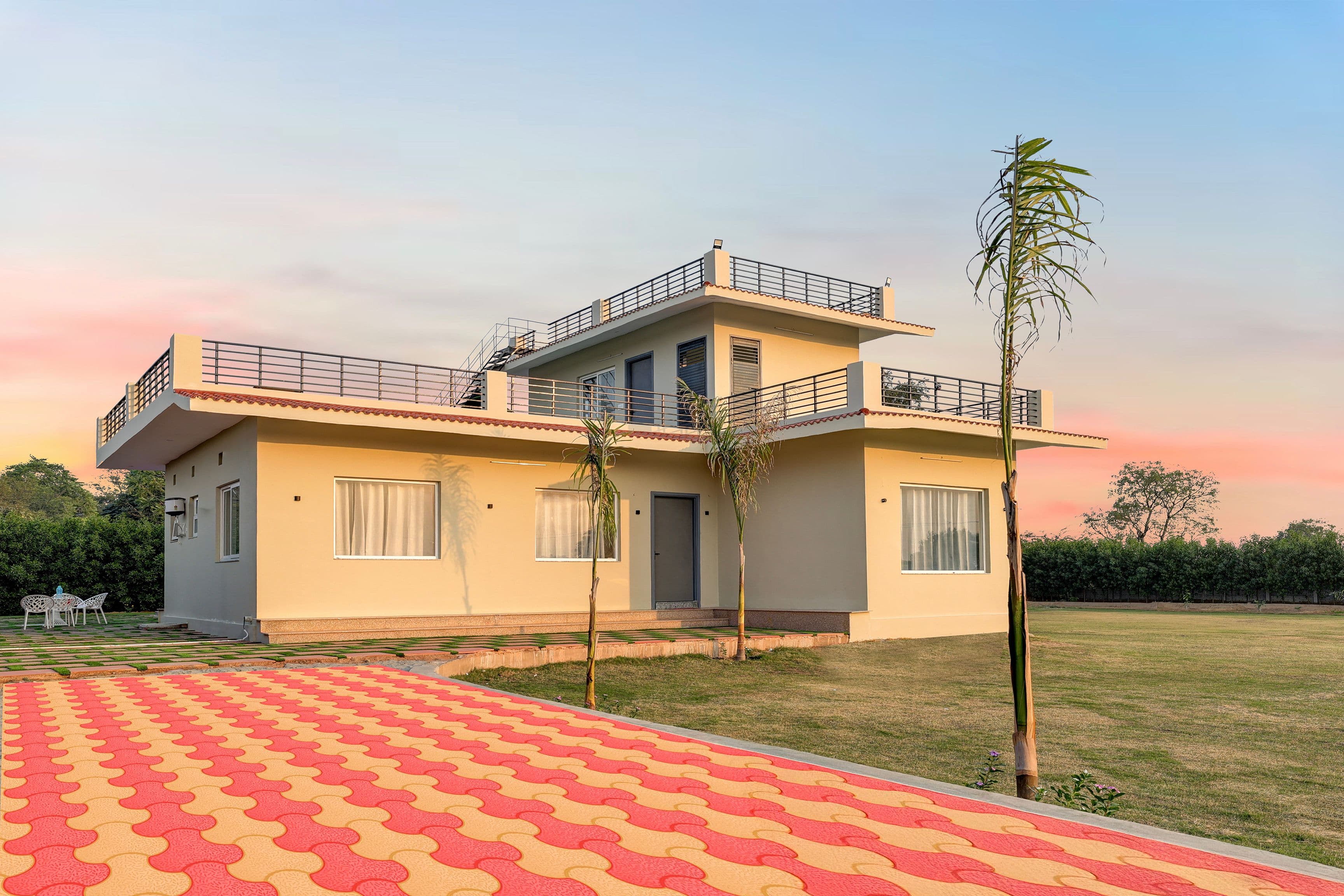 Lustra | 3-BHK Farmhouse With Private Pool, Lawn, Terrace & Bonfire | Near Mini Ladakh - Image 2