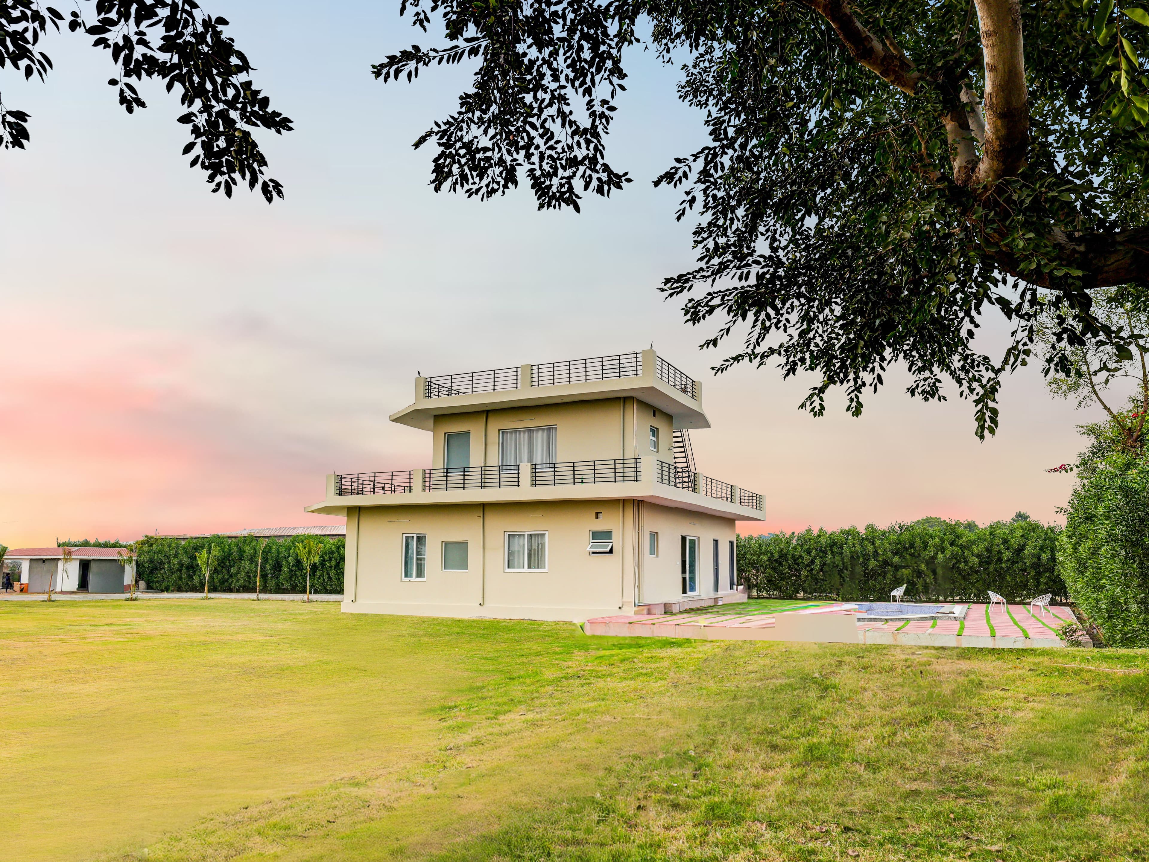 Lustra | 3-BHK Farmhouse With Private Pool, Lawn, Terrace & Bonfire | Near Mini Ladakh - Image 43