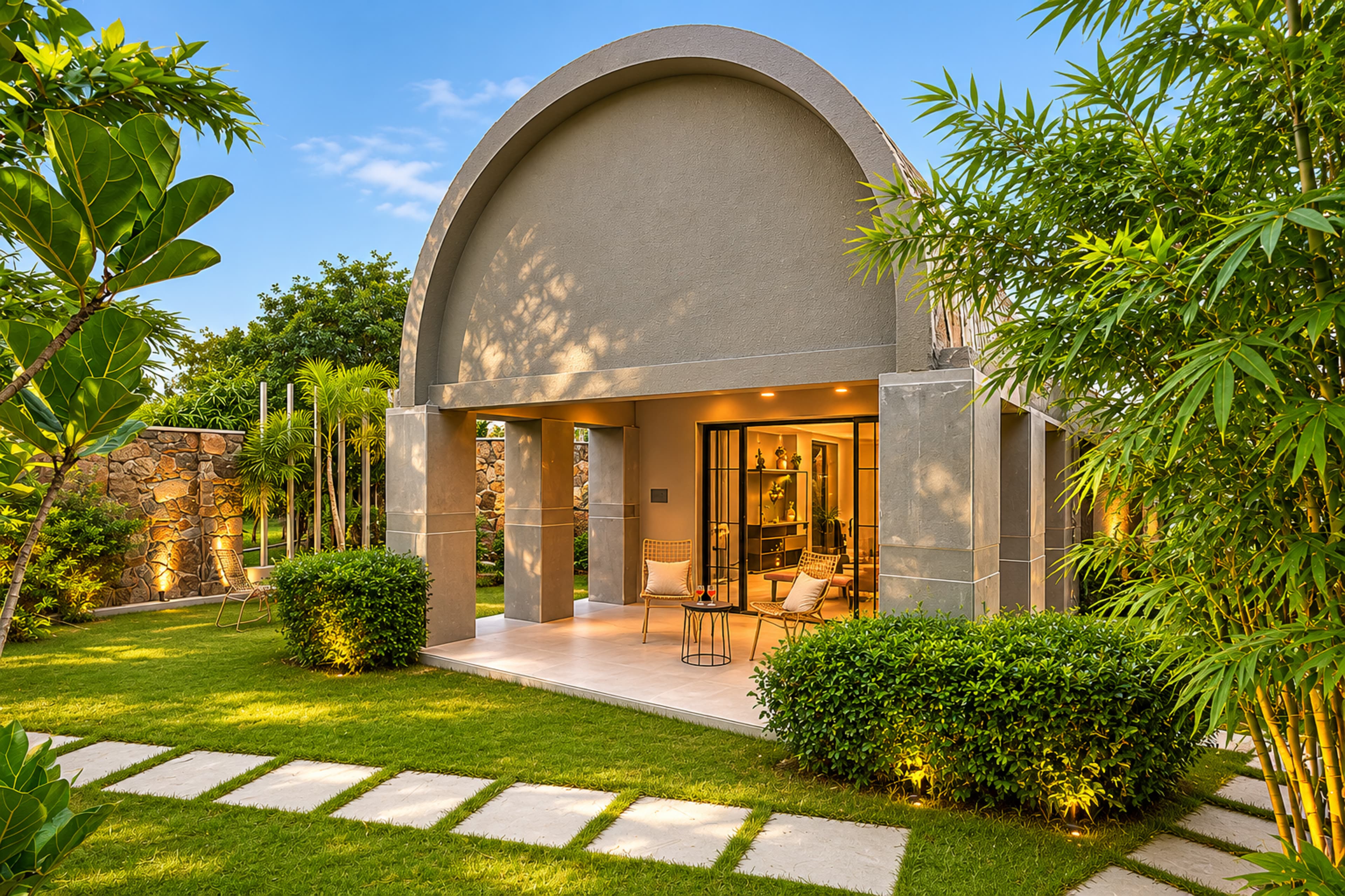 Earthstone | 4-BHK Stone Retreat with Private Pool, Garden, Gazebo, Terrace, & Open-Air Dining  - Image 1